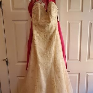 Beaded wedding gown and matching veil